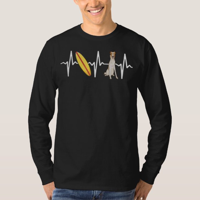 Camiseta Cachorro de pulsação Borzoi surfando (Frente)