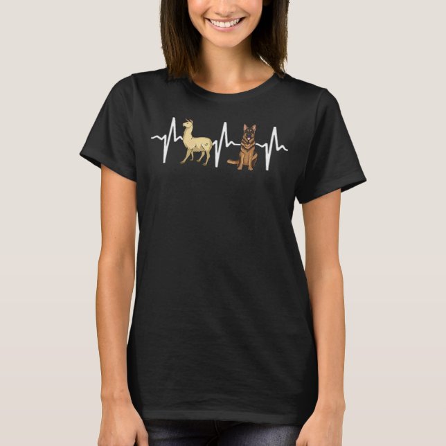 Camiseta Cachorro de pulsação do German shepherd Llama (Frente)