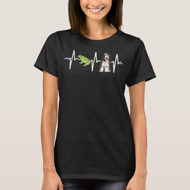 Camiseta Cachorro de Pulso Collie com Sapo de Árvore Verde (Frente)