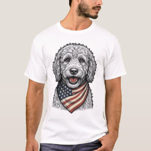 Camiseta Cachorro de Rabisco Patriótico Desenho Vetorial de