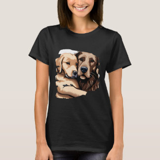 Camiseta Cachorro De Retriever De Ouro Bonito Mãe Abraçando