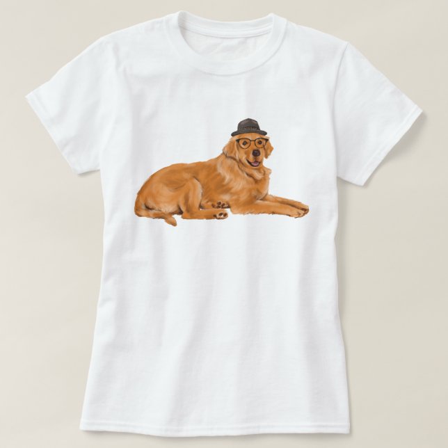 Camiseta Cachorro de Retriever de Ouro pintado manualmente (Frente do Design)