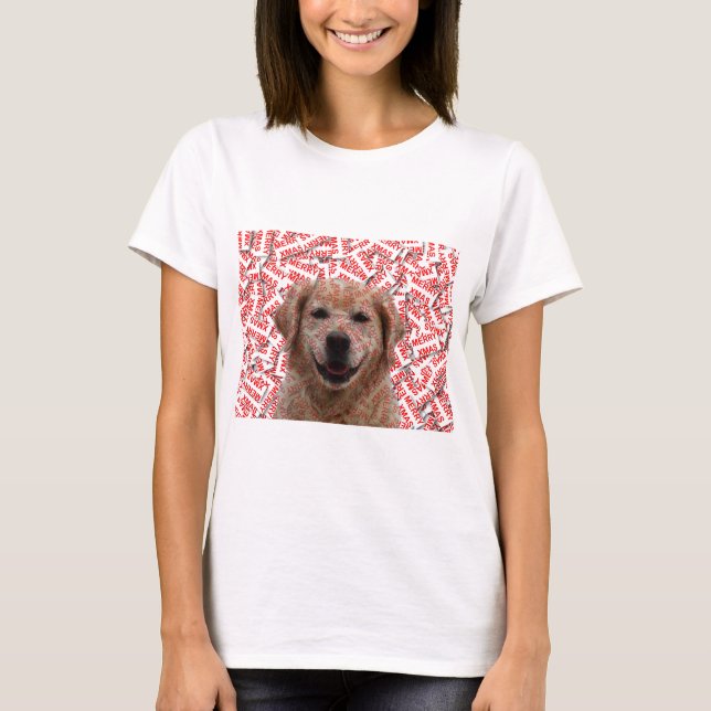 Camiseta Cachorro de Retriever de Ouro Sorridente do Xmas (Frente)