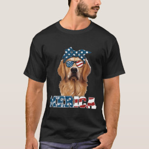 Camiseta Cachorro de Retriever do Ouro de Bandeira American