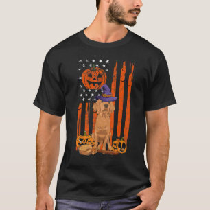 Camiseta Cachorro de Retriever Dourado com Chapéu de Bruxa