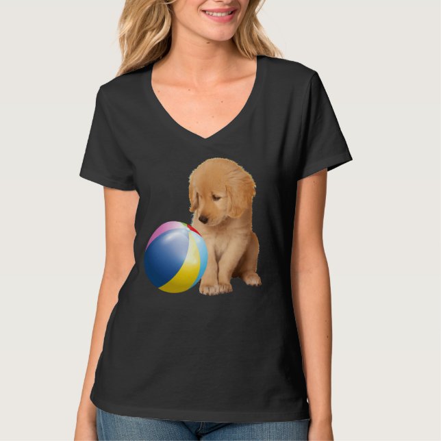 Camiseta Cachorro De Retriever ouro Pet E Ball Labrador Pup (Frente)