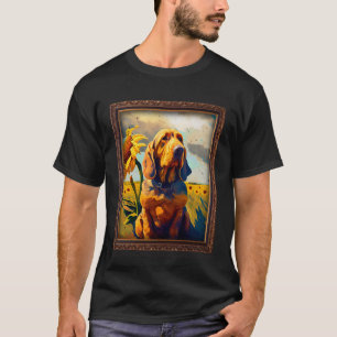 Camiseta Cachorro de Sangue Pintura Flor de Girassol Mãe Mu