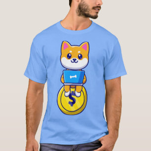Camiseta Cachorro De Shiba Inu Cuja Moeda Dourada Está Sent
