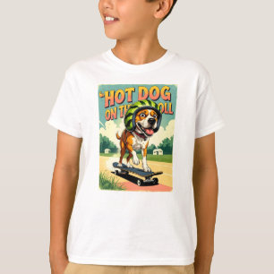 Camiseta Cachorro de skate verão engraçado retrô praia