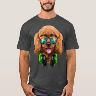 Camiseta Cachorro de Toy Poodle como DJ vestindo o Espaço