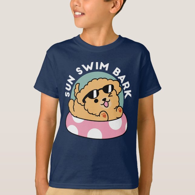 Camiseta Cachorro de verão - Cachorro flutuante com óculos  (Frente)