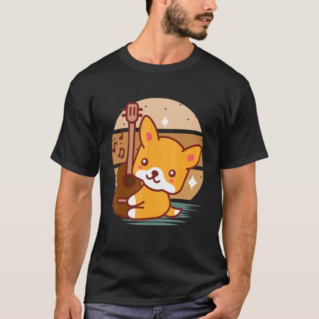 Camiseta Cachorro de Violão Acústico para Artista Musical G (Frente)