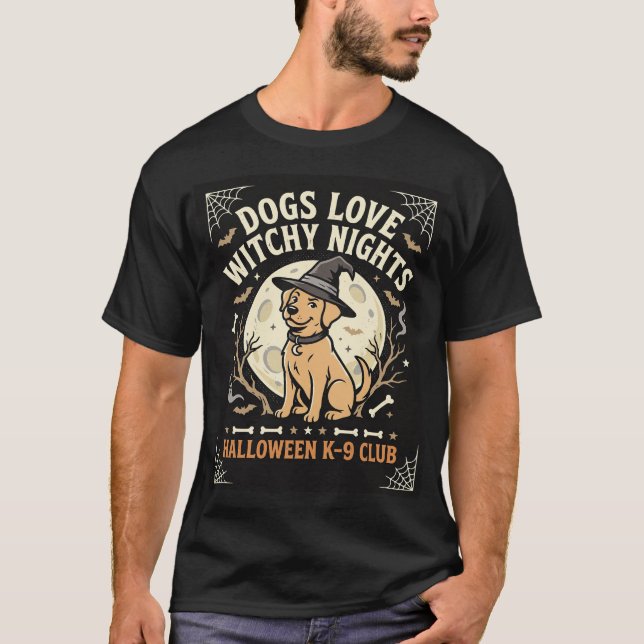 Camiseta Cachorro Dia das Bruxas Lua Feiticeira (Frente)