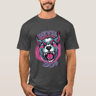 Camiseta Cachorro Diabo Rosto Irritado de uma garota de pre