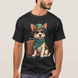 Camiseta Cachorro Divertido Viajar com Gráfico de Mala para
