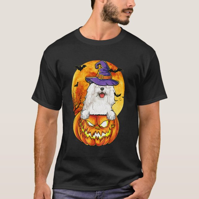 Camiseta Cachorro do Dia das Bruxas de Komondor Witch (Frente)
