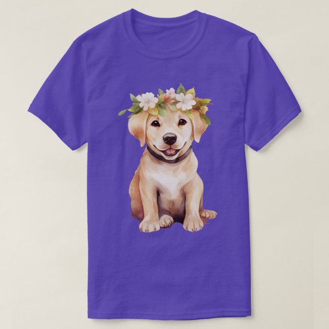Camiseta Cachorro do Labrador Retriever de Aquarela com Cab (Frente do Design)