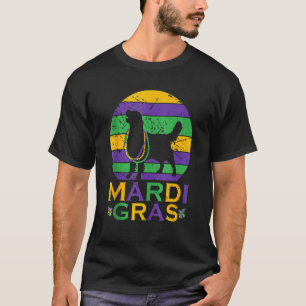 Camiseta Cachorro Do Mardi Gras Jester Beads & Máscara Gold