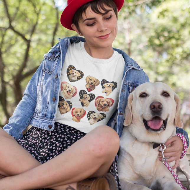 Camiseta Cachorro do namorados Ouro (Valentine Golden Retriever Dog T-Shirt)