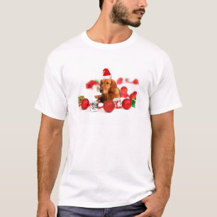 Camiseta Cachorro do ouro W Red Santa Hat Natal