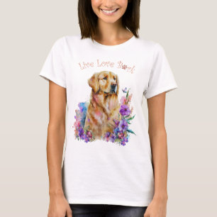 Camiseta Cachorro do Retriever do ouro Mãe Floral