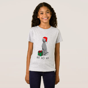 Camiseta Cachorro do Weimaraner do Papai Noel (cinza 1)