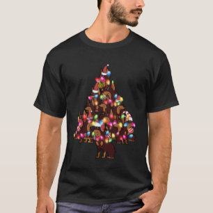 Camiseta Cachorro Doberman Chapéu Fofo Pilha da Árvore de N