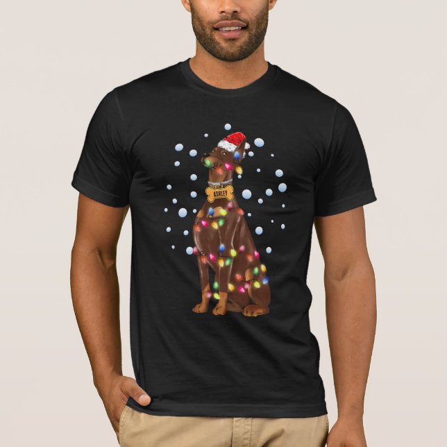 Camiseta Cachorro Doberman Claro de Natal (Frente)