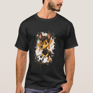 Camiseta Cachorro Doberman da Moda Jogando Futebol Comic Ti