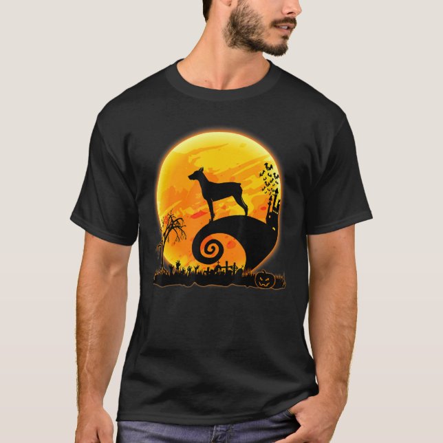 Camiseta Cachorro Doberman E A Lua Assustam O Figurino De H (Frente)