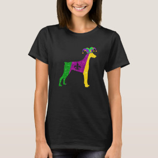 Camiseta Cachorro Doberman Engraçado Máscara de Festa Mardi