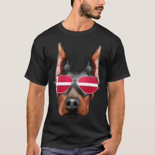Camiseta Cachorro Doberman Pinscher Bandeira Dinamarquesa D