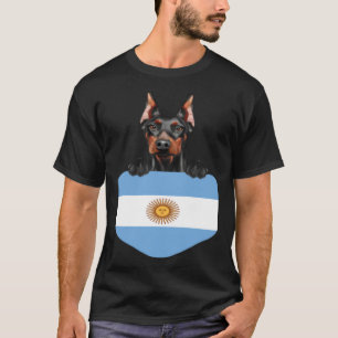 Camiseta Cachorro Doberman Pinscher da Bandeira da Argentin