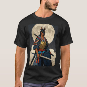 Camiseta Cachorro Doberman Samurai Guerreiro Japonês Ukiyo-