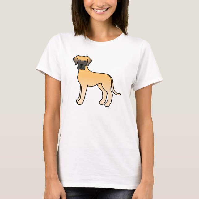 Camiseta Cachorro Dogue Alemão Cartoon Cor de Fauno (Frente)
