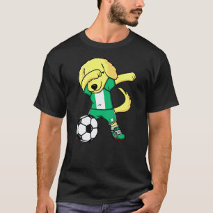 Camiseta Cachorro Dourado Dabbing Fãs de Futebol Nigeria Je