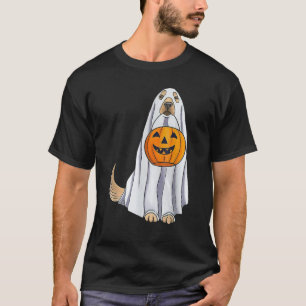 Camiseta Cachorro Dourado Engraçado Fantasma Abóbora Hallow