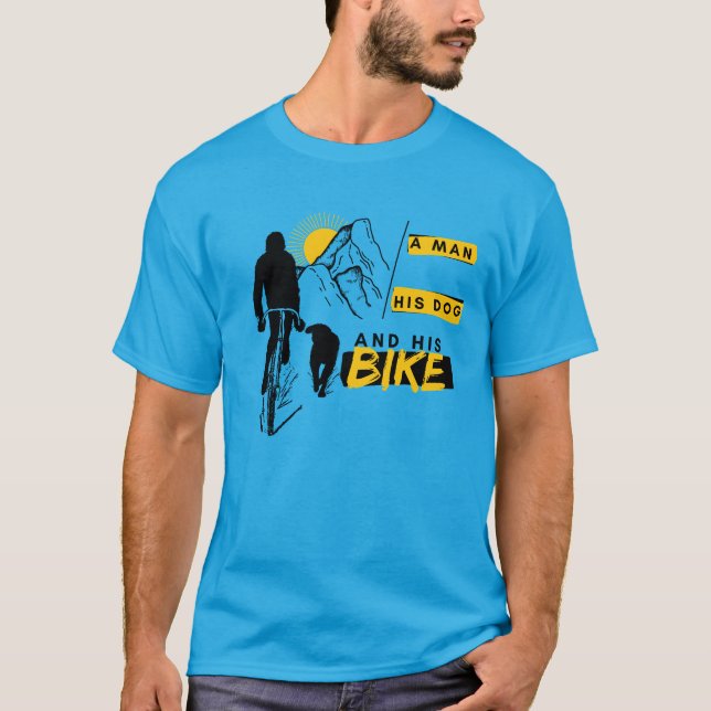 Camiseta Cachorro e bicicleta em montanhas ao ar livre (Frente)