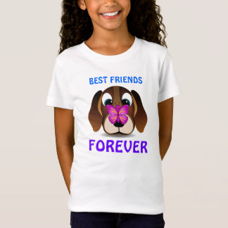 Camiseta Cachorro e Borboleta Melhor Amigos Crianças T-Shir