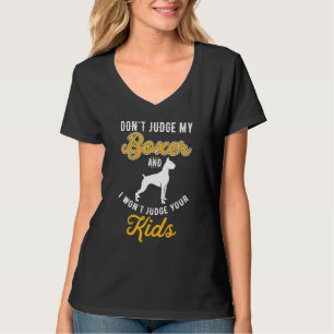 Camiseta Cachorro e Crianças Não Julguem Meu Boxer