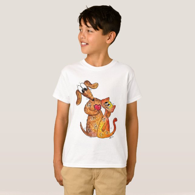 Camiseta Cachorro e Gato (Frente Completa)