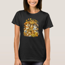 Camiseta Cachorro e Gato do Halloween Constroem um Animal d