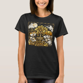 Camiseta Cachorro e Gato do Halloween Plantam um Grande Car