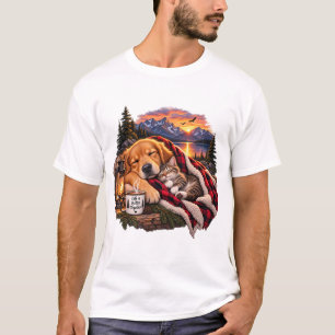 Camiseta Cachorro e Gato Dormindo A Vida é Melhor