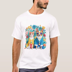 Camiseta Cachorro e gato recém-casados vestindo hanbok core