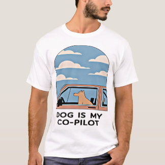 Camiseta Cachorro é o meu co-piloto - Design divertido e Wh