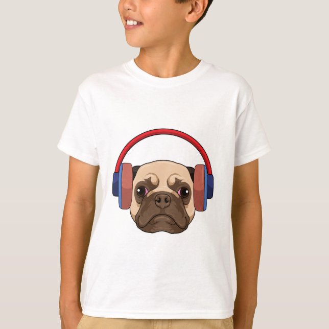 Camiseta Cachorro em Música com Fone de Ouvido (Frente)