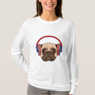 Camiseta Cachorro em Música com Fone de Ouvido
