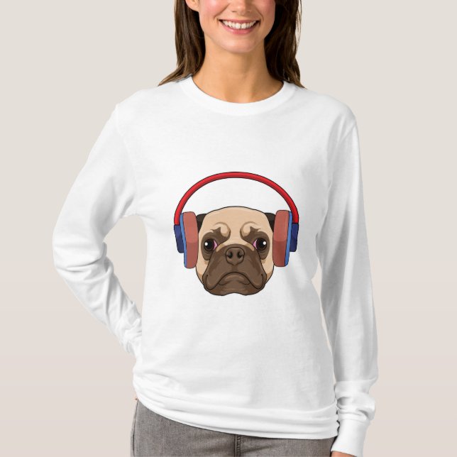 Camiseta Cachorro em Música com Fone de Ouvido (Frente)