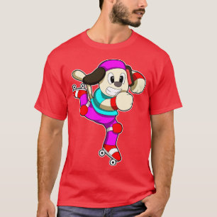 Camiseta Cachorro em patins inline com boné de patins inlin